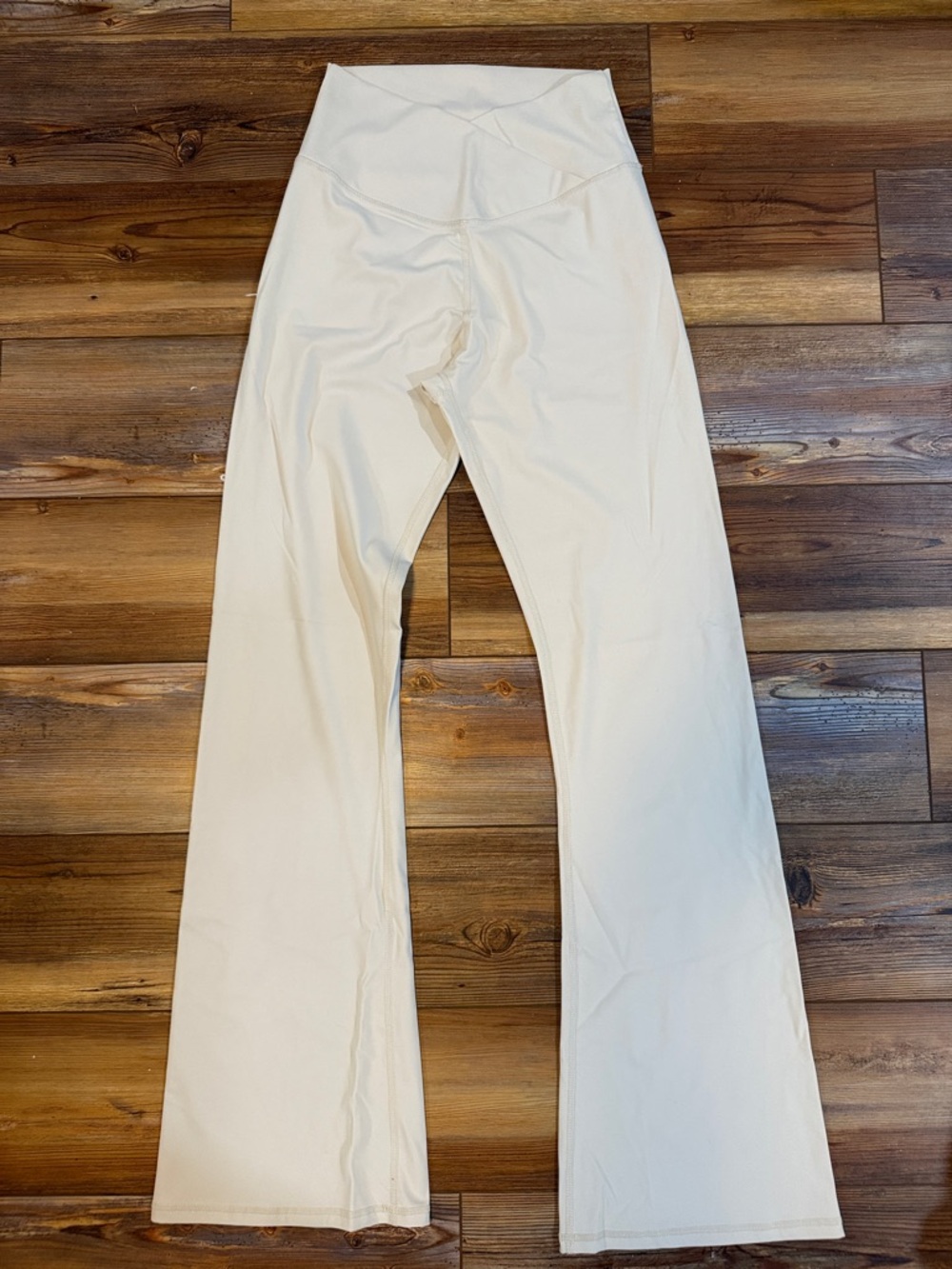 Cream High-Waist Flared Yoga Pants